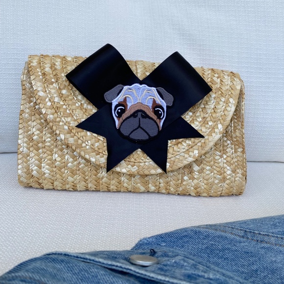 Pug Rattan Straw Clutch - Picture 3 of 6